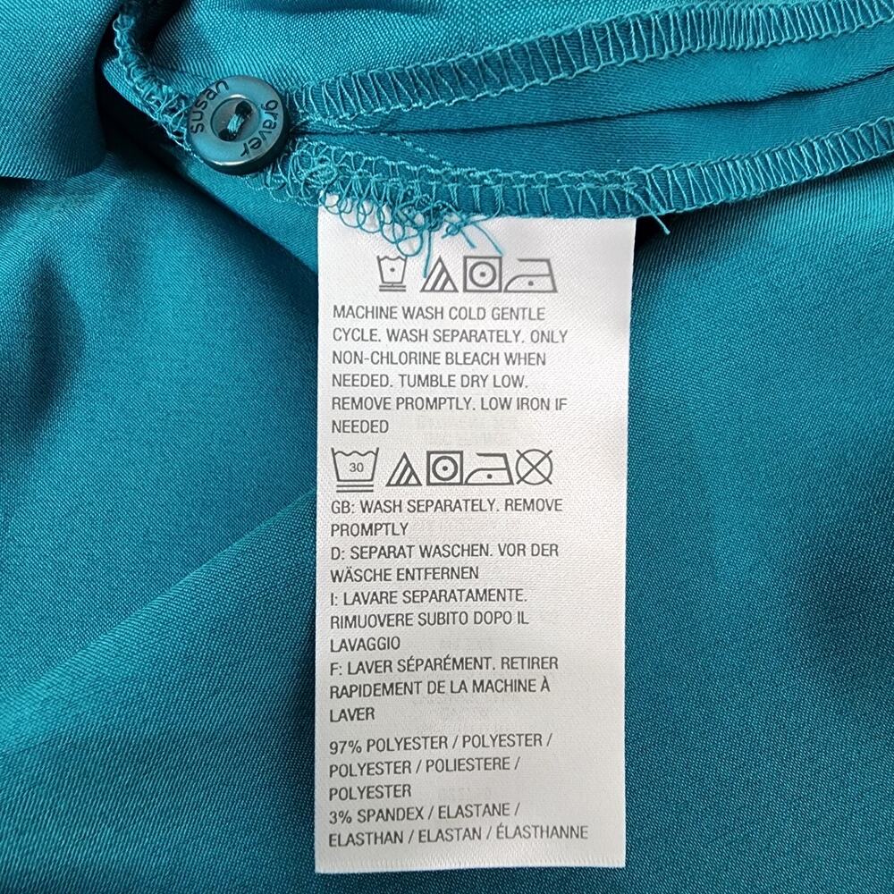 Susan Graver Big Shirt Size 1X Green Stretch Peachskin Fabric Button Up A203722 - Picture 8 of 10